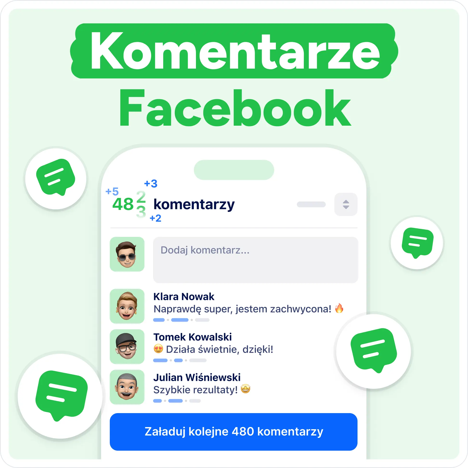 Kup komentarze na Facebooku Mockup